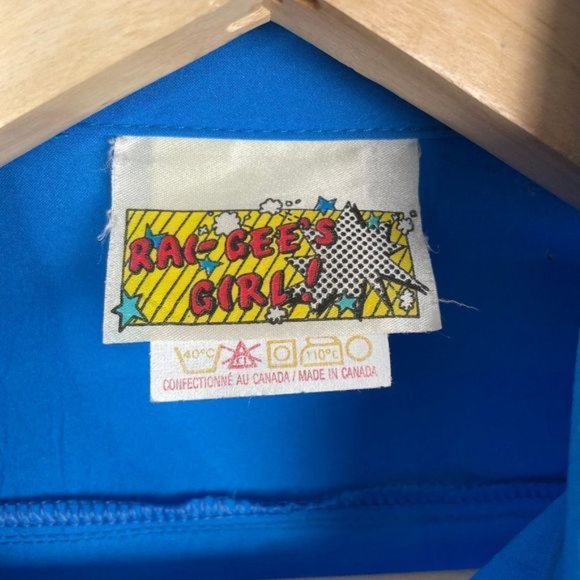 Vintage Rai Gees?Girl Comic Polyester?Button Down Pocket Shirt Blue - Picture 2 of 4
